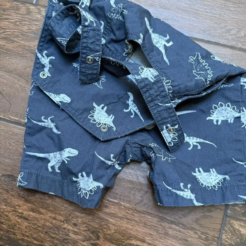 Carter's Dinosaur Overalls Shortalls Gray Size 12M Snaps
